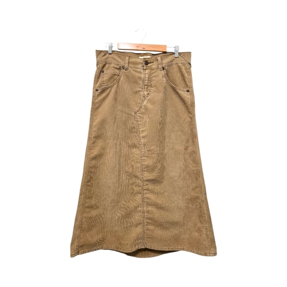 Levi's Dresses & Skirts - Levi's Y2K Corduroy Maxi Skirt A-line Boho Tan Women's Size Medium Juniors 11